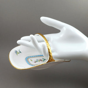 Spode Trapnell Sprays Basket Gold Handle Trinket Candy Dish - Vintage English Fine Bone China - Circa 1990, Pattern Retired 2004 - Flowers and Butterflies