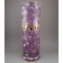 Load image into Gallery viewer, Large 11.75&quot; Mid Century Modern Sgraffito Bird Vase - Handmade Italian Art Pottery  - Attributed to Fratelli Franciullacci - Purple and Gold