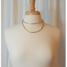 Load image into Gallery viewer, Excellent Vintage Station Layering Necklace - Brushed Gold Tone and Faux Pearl Beads Strung on Chain - Estate Jewelry Collection