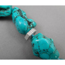 Load image into Gallery viewer, Vintage Handmade Turquoise Nugget Bead Necklace with Silver Crystal Accents