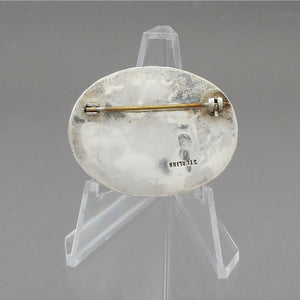 Vintage Handmade Drusy Quartz Sterling Silver Brooch - Natural Purple Stone - Artisan Crafted, Southwestern Style Pin