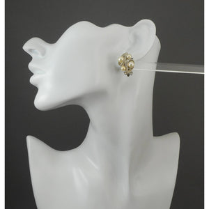 Excellent Vintage Circa 1950 Signed Marvella Earrings - Faux Pearls and Rhinestones, Silver Tone - Clip On - Bridal / Formal