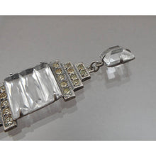Load image into Gallery viewer, Antique Circa 1920 - 1930 Rock Crystal, Paste Rhinestone and Sterling Silver Necklace Art Deco Era Victorian Revival Style Chain and Pendant