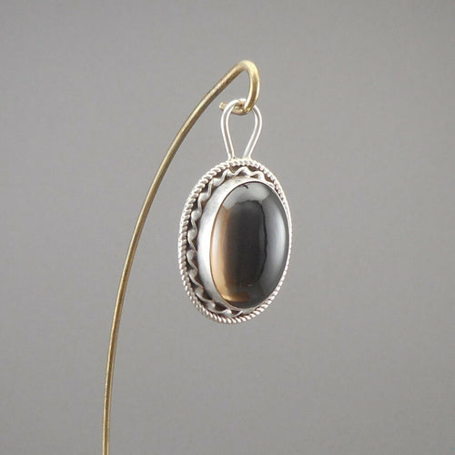 Vintage Southwestern Style Smoky Quartz Sterling Silver Pendant Oval Gemstone