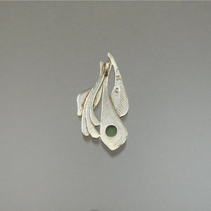 Vintage Southwestern Artist Pendant Sterling Silver Green Jasper Stone Handmade