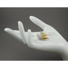 Load image into Gallery viewer, Excellent Vintage Monet Earrings - Faux Pearls, Silver and Gold Tone - Posts for Pierced Ears - Circa 1980 - Signed, Designer, Estate Collection Jewelry