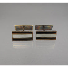 Load image into Gallery viewer, Vintage Art Deco David Andersen Cuff Links Double Sided Guilloche Enamel Sterling Silver Gold Cufflinks