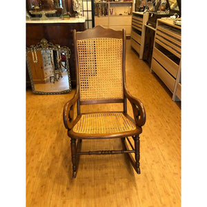 Victorian Era Antique Lincoln Style Rocker Rocker Chair Wood Caned Phila PA