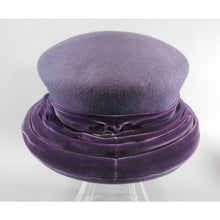 Load image into Gallery viewer, Vintage circa 1995 Eric Javits Ladies Purple Wool and Velvet Leaf Hat - Blocked and Trimmed by Hand