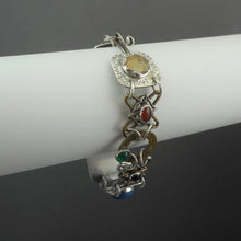 Load image into Gallery viewer, Vintage Angela Duffin Artisan Bracelet - Handmade, American Artist - Sterling Silver, Brass, Glass and Stones