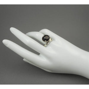 Vintage Mexican Artisan Crafted Ring - Smoky Quartz Stone in a Cast Sterling Silver Setting - Size 7.5 7 1/2 - Hand Made in Mexico - Fine Estate Jewelry Collection