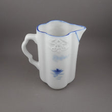 Load image into Gallery viewer, Antique or Vintage Porcelain Delft Style Flow Blue Creamer Pitcher - White Pottery Delftware Milk Jug - Sailboat Gondola Design