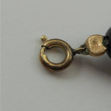Load image into Gallery viewer, Vintage Carved Rose Quartz Pendant Necklace with Onyx or Black Glass Beads - Fruit and Leaf Design Medallion, Chinese, Asian Style - Pale Pink Stone, 14K Gold Filled and Black Beads