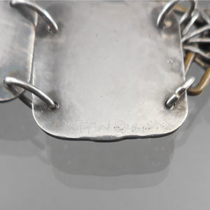Vintage Angela Duffin Artisan Bracelet - Handmade, American Artist - Sterling Silver, Brass, Glass and Stones