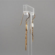 Load image into Gallery viewer, Vintage Feather Design Artisan Earrings - Gold, Silver and Mother of Pearl, Handmade