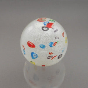 Antique 2.5" Art Glass Paperweight Millefiori on Frost White Layer