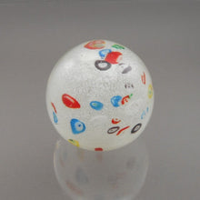 Load image into Gallery viewer, Antique 2.5&quot; Art Glass Paperweight Millefiori on Frost White Layer