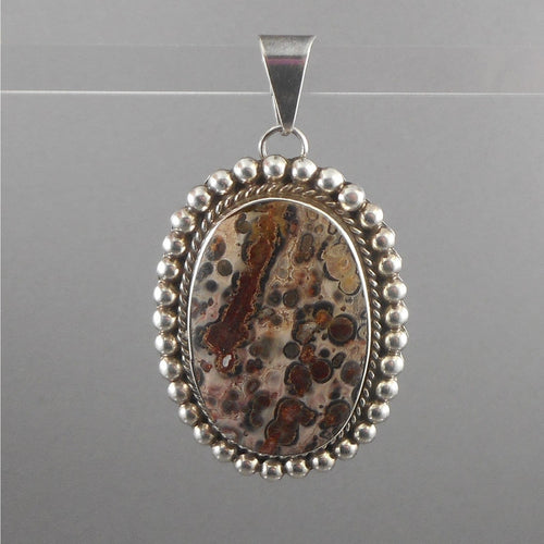 Vintage Mexican Artisan Crafted Pendant - Leopard Jasper and Sterling Silver - Handmade in Mexico