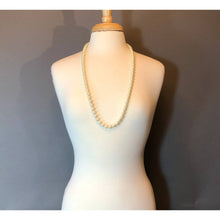 Load image into Gallery viewer, Vintage Opera Length Faux Pearl Strand Necklace - 32&quot; String - 12mm White Glass Beads - Gold Tone Clasp