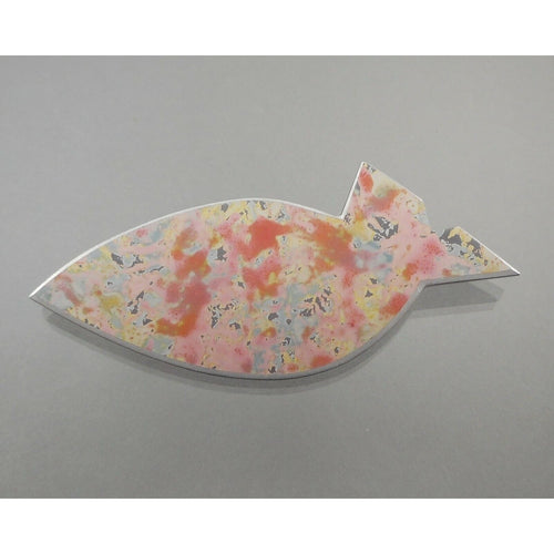 Vintage Modern Artisan Brooch Acrylic Resin Multi Color Stainless Steel Fish Pin