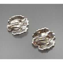 Load image into Gallery viewer, Large Vintage Artisan Crafted Clip On Earrings - Sterling Silver, Daisy Flower Design - Hand Made in Israel