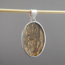 Load image into Gallery viewer, Vintage Picture Jasper &amp; Sterling Silver Pendant Natural Beige Brown Gemstone