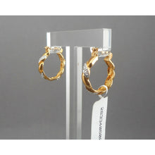 Load image into Gallery viewer, Unused Vintage Gold Vermeil Plated Sterling Silver Necklace Hoop Earring Set