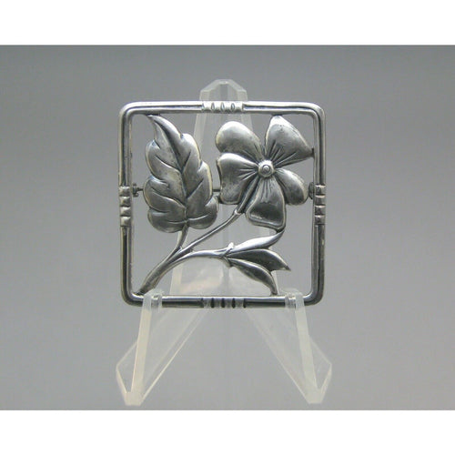 Vintage Sterling Silver Arts & Crafts Style Brooch Flower Pin Estate Jewelry