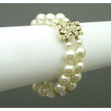 Load image into Gallery viewer, Vintage Faux Pearl AB Glass Bead Rhinestone Bracelet Aurora Borealis Rhinestones
