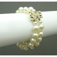 Load image into Gallery viewer, Vintage Faux Pearl AB Glass Bead Rhinestone Bracelet Aurora Borealis Rhinestones