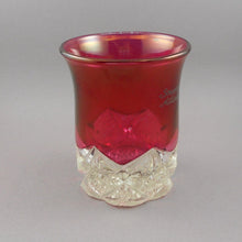 Load image into Gallery viewer, Antique 1904 Atlantic City NJ Boardwalk Souvenir Ruby Flash Stain Pressed Glass Cup Tumbler Victorian Edwardian Glassware