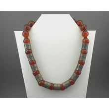 Load image into Gallery viewer, Vintage Handmade Syrian Middle East Necklace Red Quartz Carnelian Silver Beads
