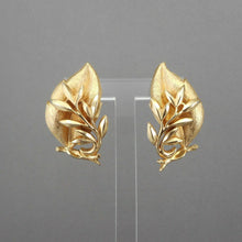 Load image into Gallery viewer, Vintage 1960s Sarah Coventry Clip On Leaf Earrings, Gold Tone, Signed Sarah Cov.