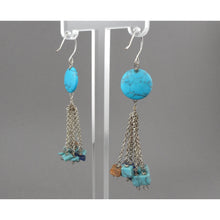 Load image into Gallery viewer, Vintage Stone Nugget Bead Dangle Earrings - Southwestern Style, Silver Tone, Turquoise, Sodalite, Jasper