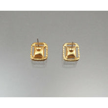 Load image into Gallery viewer, Vintage Faux Amethyst Pierced Post Stud Earrings Gold Tone Purple Rhinestones
