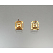 Load image into Gallery viewer, Vintage Faux Amethyst Pierced Post Stud Earrings Gold Tone Purple Rhinestones