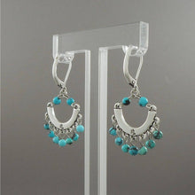 Load image into Gallery viewer, Vintage Ralph Lauren Dangle Earrings Southwestern Silver Tone Turquoise Beads