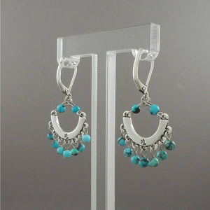 Vintage Ralph Lauren Dangle Earrings Southwestern Silver Tone Turquoise Beads