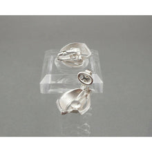 Load image into Gallery viewer, Vintage 1960s Crown Trifari Modernist Leaf Design Earrings Textured Silver Tone