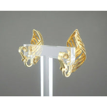 Load image into Gallery viewer, Vintage Napier Clip On Modernist Leaf Design Earrings Gold Tone Signed Excellent