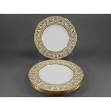 Load image into Gallery viewer, 4 Wedgwood Bone China Salad Plates - Florentine Pattern W4219, Gold Gilding on White - Dragons Griffins - 8&quot; - Old Green Urn Backstamp Mark - Very Nice Estate Condition