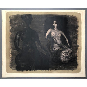 Benton Spruance Original Print - Worship of the Past, 1959 - Color Lithograph, Signed and Numbered - Portrait of a Woman