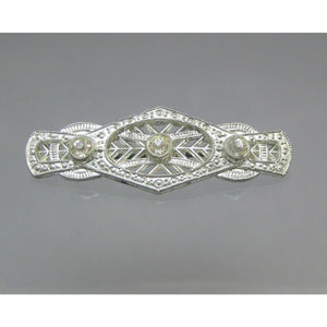 Antique Art Deco Signed WMCA Brooch - Silver White Metal Casters Association Rhinestone Pin