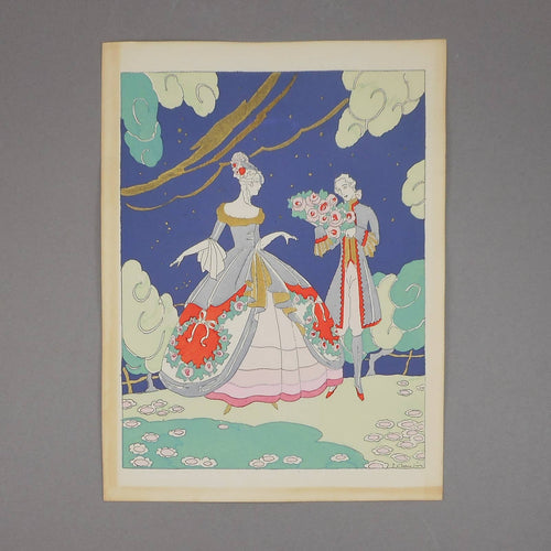 Vintage c 1920 / 1930 J Chauvin Pochoir (Stencil) French Fashion Plate Original Print