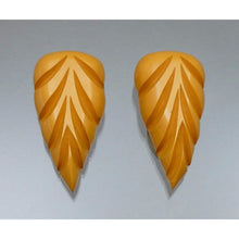 Load image into Gallery viewer, Pair of Vintage Dress Clips - Butterscotch Bakelite, Carved Leaves