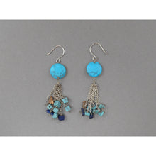 Load image into Gallery viewer, Vintage Stone Nugget Bead Dangle Earrings - Southwestern Style, Silver Tone, Turquoise, Sodalite, Jasper