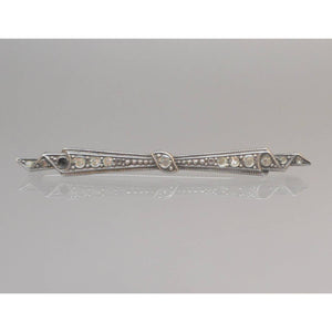 Antique Victorian Edwardian Sterling Silver Rhinestone Collar Pin Brooch