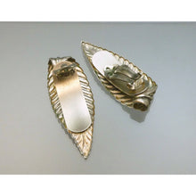 Load image into Gallery viewer, Vintage Whiting &amp; Davis Leaf Design Earrings, Silver Tone, Signed Designer Jewelry, Clip Ons