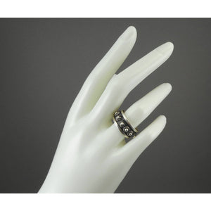 Vintage Mid Century Mexican Artisan Crafted Band Ring - Sterling Silver Cannetille Flowers - Size 8 - Hand Made in Mexico - Fine Estate Jewelry Collection