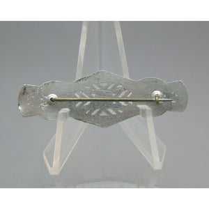 Antique Art Deco Signed WMCA Brooch - Silver White Metal Casters Association Rhinestone Pin